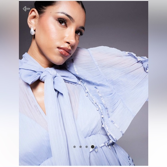 ASOS Luxe Pearl embellished chiffon blouse 💙🦋 - Picture 4 of 7